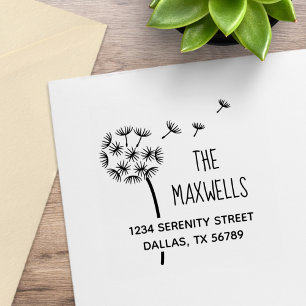 Dandelion Flower Parachutes Family Address Rubber Stamp