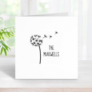 Dandelion Flower Parachutes Family Name 1x1 Rubber Stamp