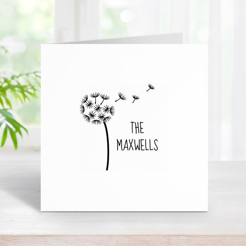Dandelion Flower Parachutes Family Name 1x1 Rubber Stamp