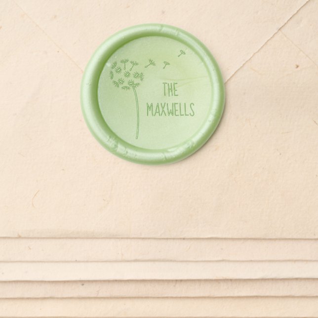 Dandelion Flower Parachutes Family Name Wax Seal Sticker (Front)