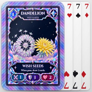 Dandelion Flower, Rainbow Foil Art Poker Cards