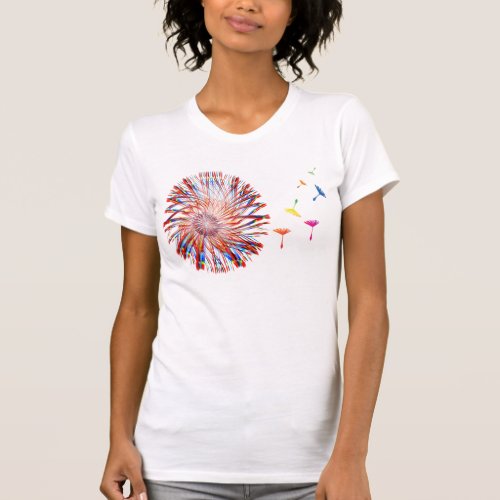 Dandelion Flower Seed Blowing in The Wind T_Shirt