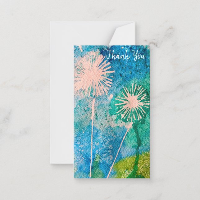 Dandelion flower watercolor art note card (Front)