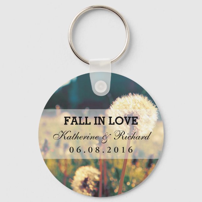 Dandelion Flower Wedding Favor Keepsake Keychain (Front)