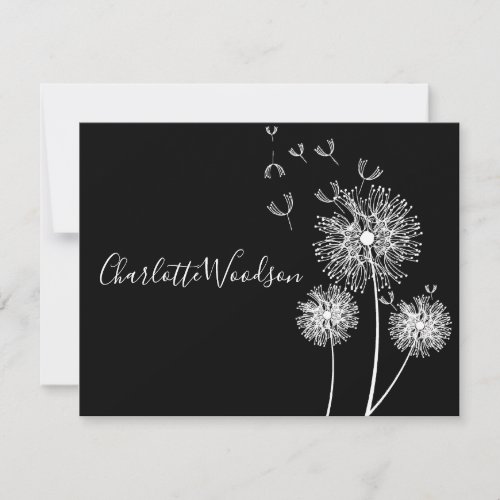 Dandelion Flowers In Wind Script Name Note Cards