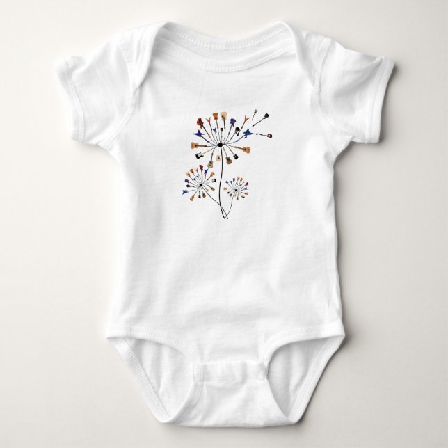 Dandelion Flowers Music Lover Gift For Guitarlist Baby Bodysuit (Front)