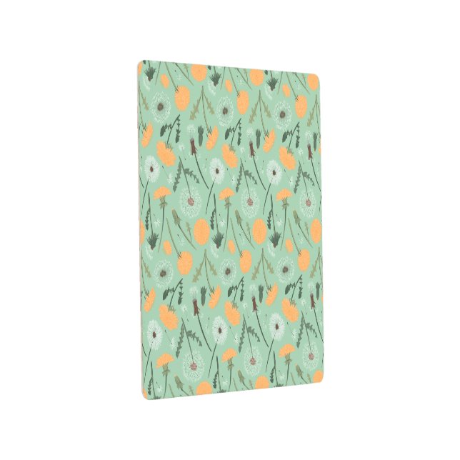 Dandelion Flowers Orange Floral Pattern Metal Print (3/4)