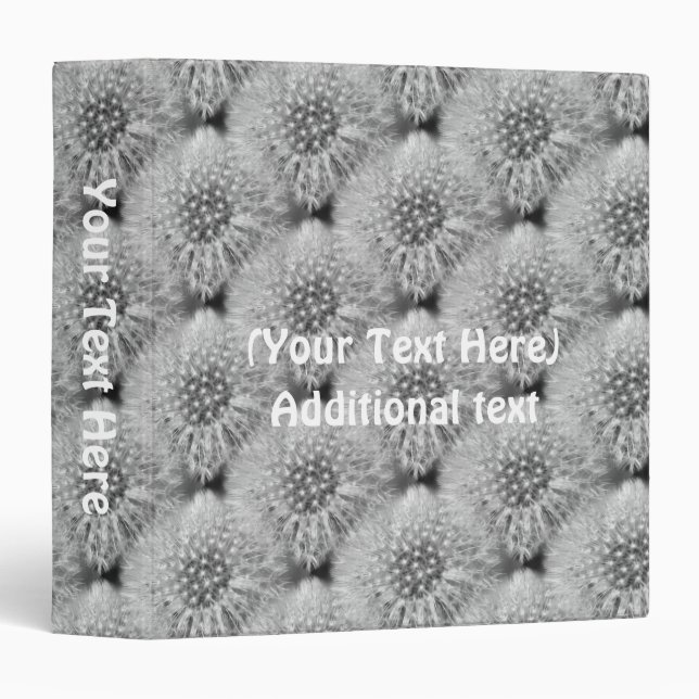 Dandelion Fluff Nature Pattern Personalized 3 Ring Binder (Front/Spine)
