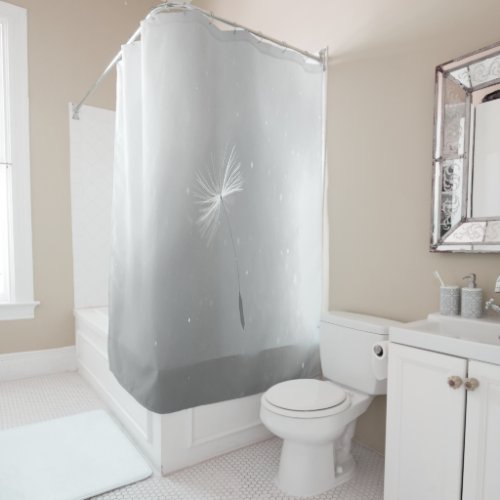 Dandelion Flying Seed Grey Decor Shower Curtain