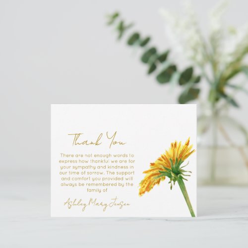 Dandelion | Funeral Thank You Card Bereavement
