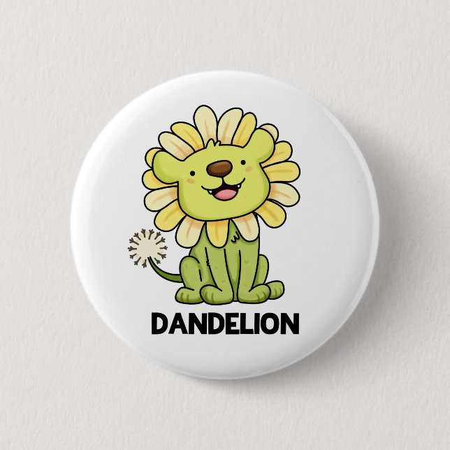 Dandelion Funny Lion Flower Pun  Button (Front)