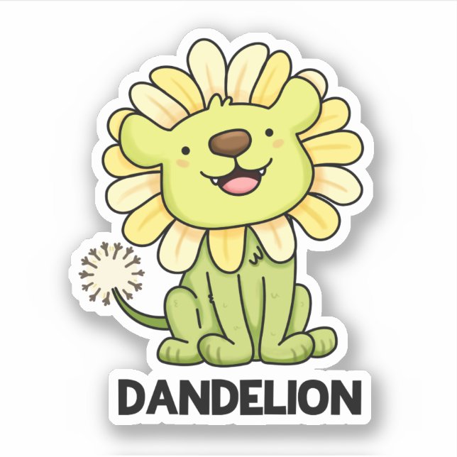 Dandelion Funny Lion Pun  Sticker (Front)