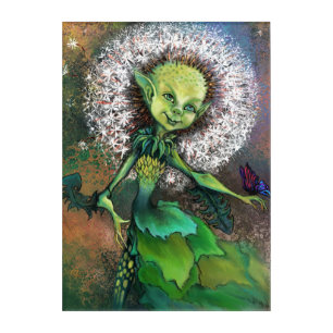 Dandelion Girl and Butterfly Acrylic Print