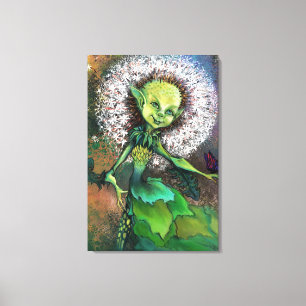 Dandelion Girl and Butterfly Canvas Print Painting