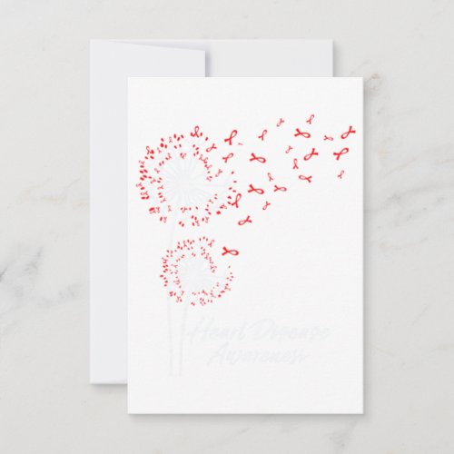 Dandelion Go Red Ribbon Heart Disease Awareness Card