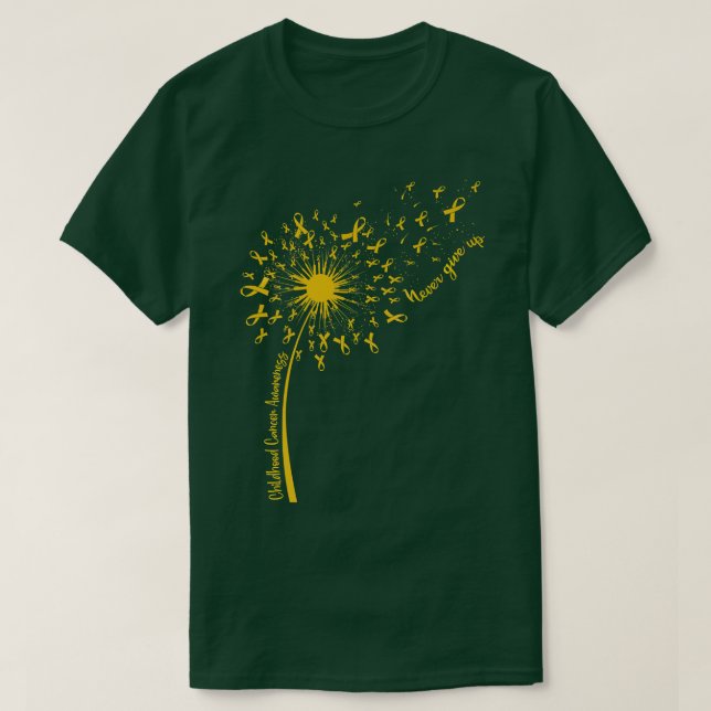 Dandelion Gold Ribbon Childhood Cancer Awareness S T-Shirt (Design Front)