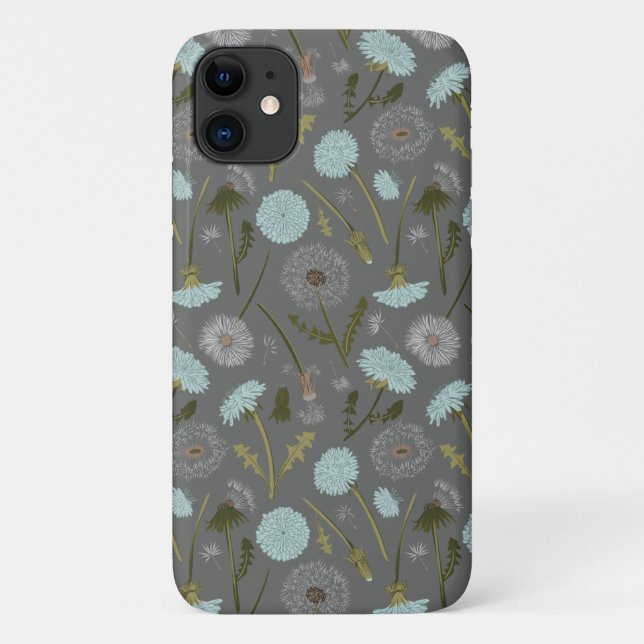 Dandelion Gray Blue Floral Pattern Case-Mate iPhone Case (Back)