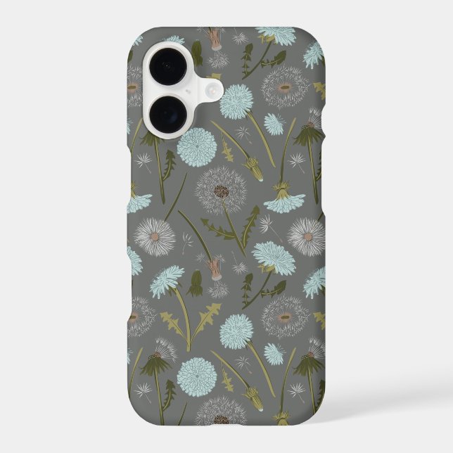 Dandelion Gray Blue Floral Pattern Iphone Case (Back)
