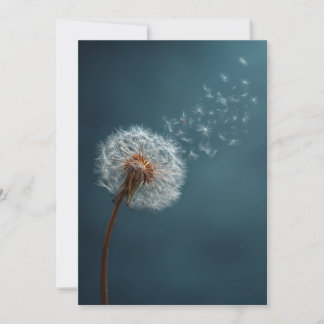 Dandelion Greeting Card on a Blue Background 