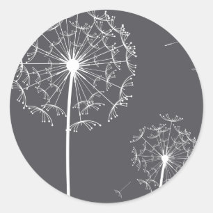 dandelion grey classic round sticker