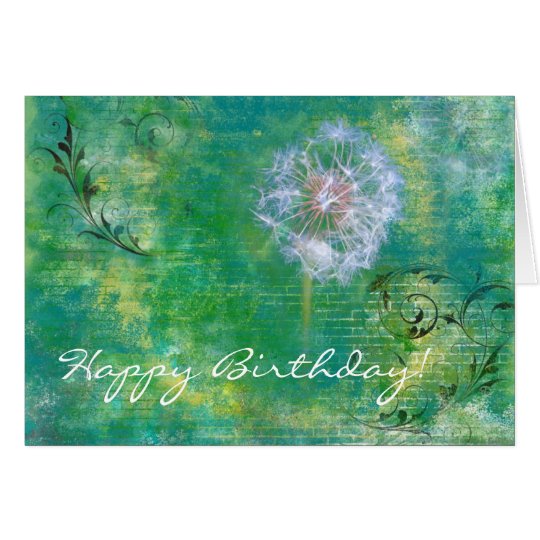 Dandelion Grunge Background Happy Birthday Card | Zazzle.com