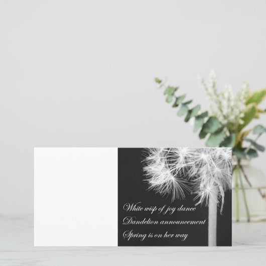 Dandelion Haiku Photo Card (Standing Front)