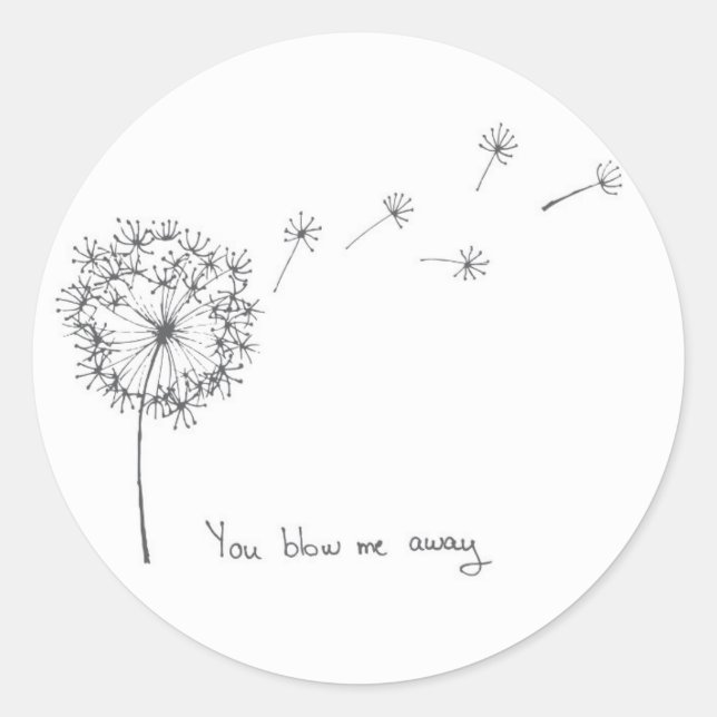 Dandelion hand illustrated funny Valentines card Classic Round Sticker (Front)