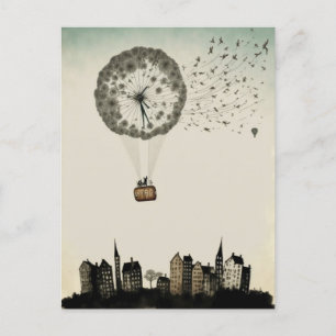 Dandelion Hot Air Balloon Postcard
