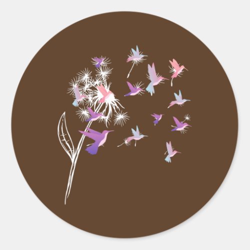 Dandelion Hummingbird Flower Birdwatcher Classic Round Sticker