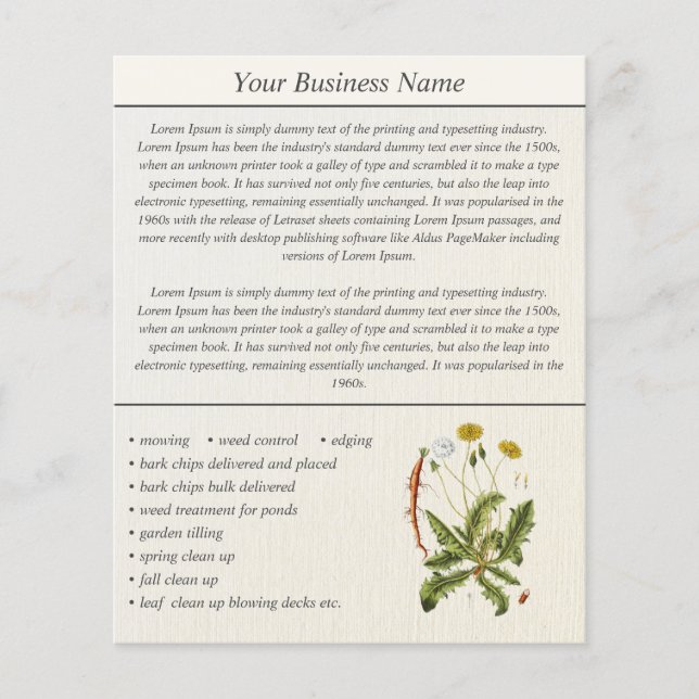 Dandelion Illustration Landscaping Business Flyer (Front)