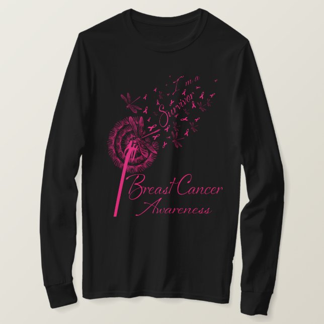 Dandelion I'm A Survivor Breast Cancer Awareness F T-Shirt (Design Front)