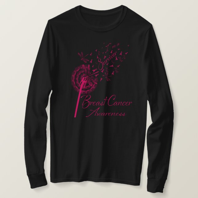 Dandelion I'm A Survivor Breast Cancer Awareness F T-Shirt (Design Front)