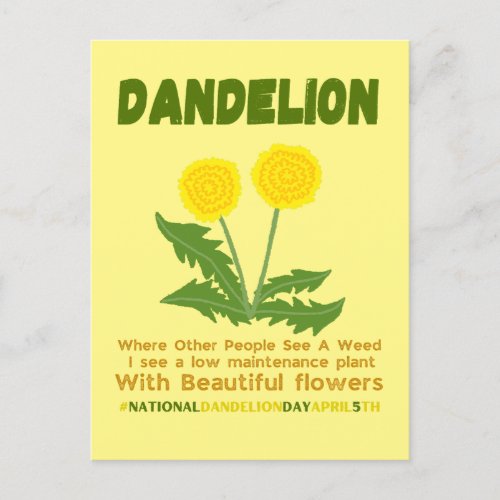 Dandelion is no weed in my garden postcard