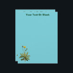 Dandelion Letterhead<br><div class="desc">A botanical illustration of a Dandelion (Taraxacum officinale). Customize by adding your own text. You may change both the background color and the text color.</div>