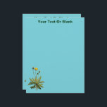 Dandelion Letterhead<br><div class="desc">A botanical illustration of a Dandelion (Taraxacum officinale). Customize by adding your own text. You may change both the background color and the text color.</div>