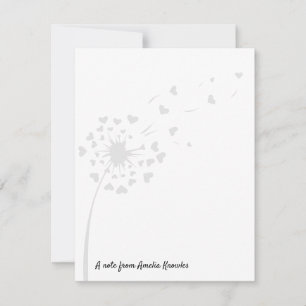 Dandelion Light Gray Cute Simple Script Name Chic Note Card
