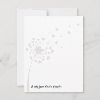Dandelion Light Gray Cute Simple Script Name Chic Note Card