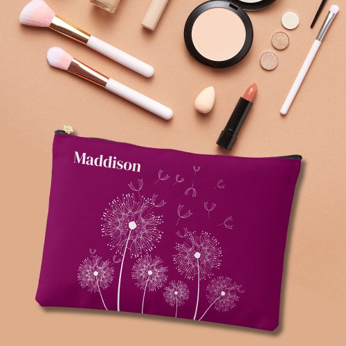 Dandelion Line Art With Name Large Accessory Pouch