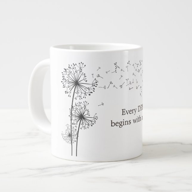Dandelion Make A Wish Quote Giant Coffee Mug (Front Left)