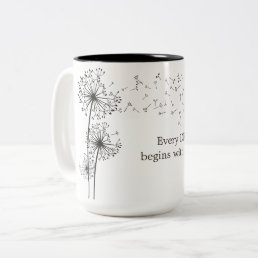 Dandelion Make A Wish Quote Two-Tone Coffee Mug
