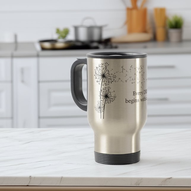 Dandelion Make A Wish Quote Two-Tone Coffee Mug (Dandelion Make A Wish Quote Two-Tone Coffee Mug)