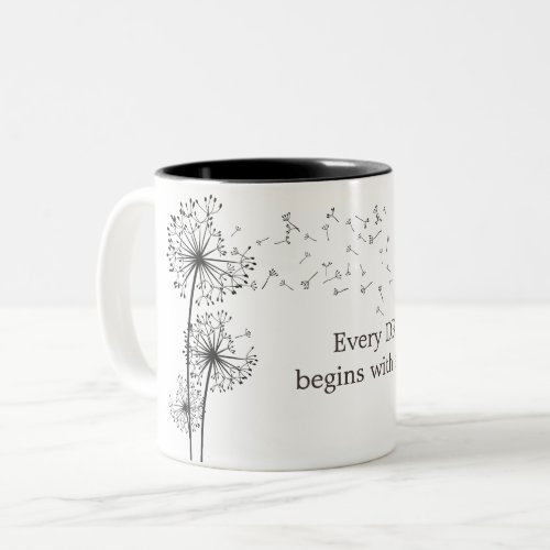 Dandelion Make A Wish Quote Two_Tone Coffee Mug