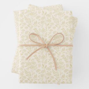 Dandelion Meadow Golden Wheat - Neutral Wrapping Paper Sheets