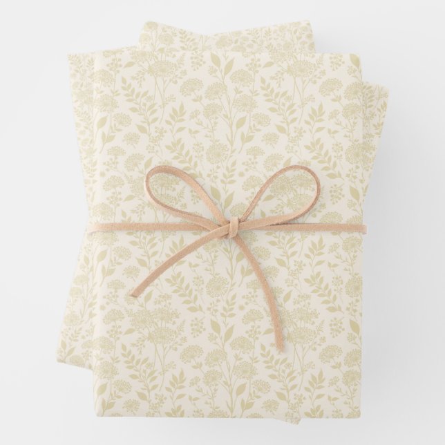 Dandelion Meadow Golden Wheat - Neutral Wrapping Paper Sheets (In situ)