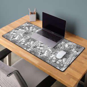 Dandelion meadow in black and white desk mat
