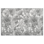 Dandelion meadow in black and white fabric