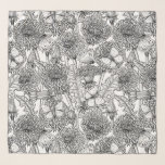 Dandelion meadow in black and white scarf<br><div class="desc">Vector seamless pattern with hand-drawn dandelions and butterflies.</div>