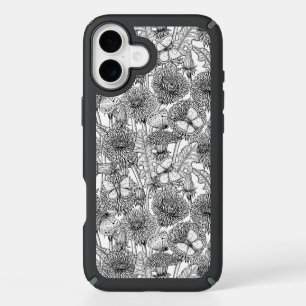 Dandelion meadow in black and white iPhone 16 plus case