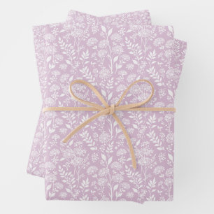 Dandelion Meadow Neutral - Warm Lilac Wrapping Paper Sheets