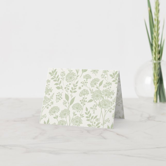 Dandelion Meadow Soft Olive - Neutral Thank You Card (Front)